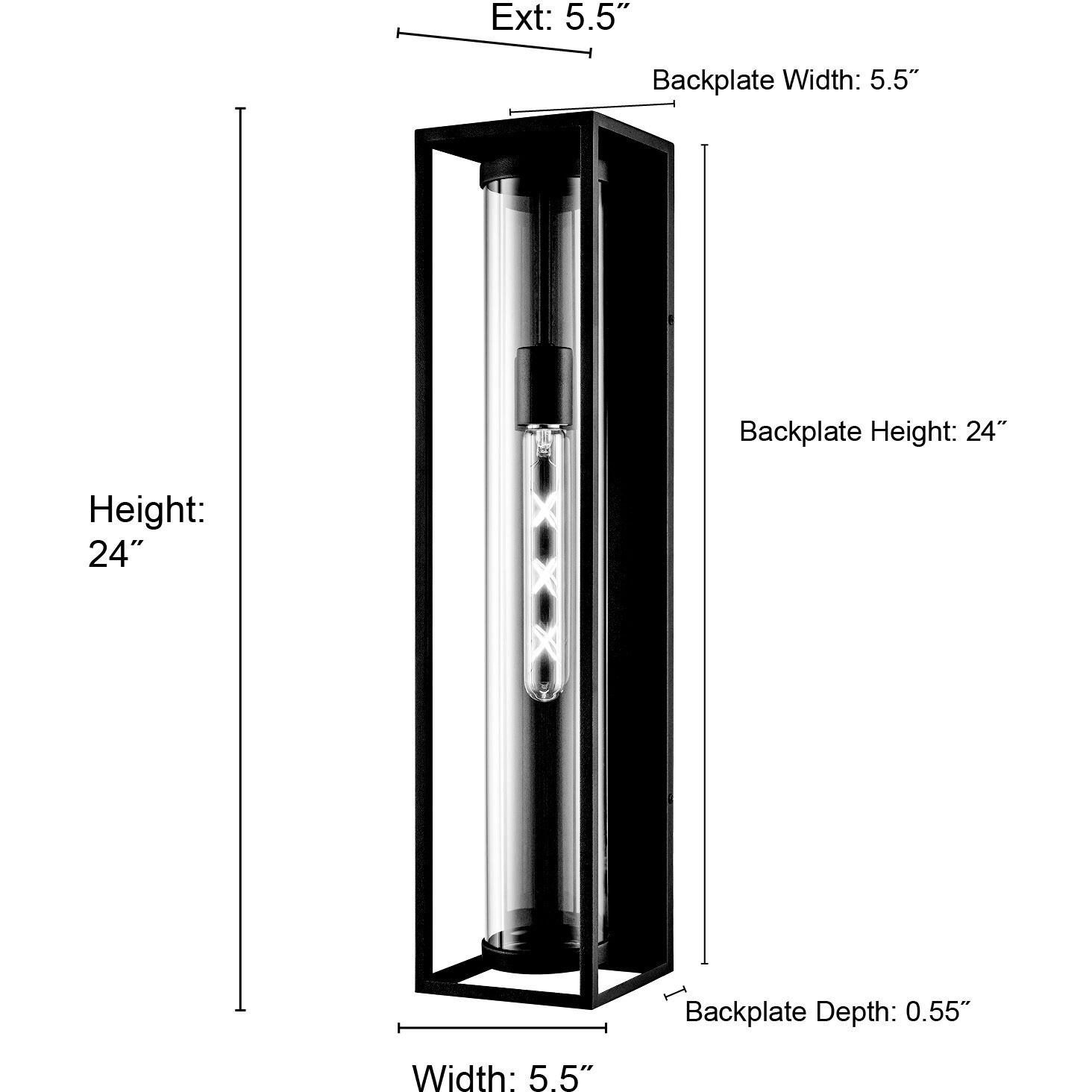 Caleb 1 Light 24 inch Textured Black Outdoor Wall Sconce